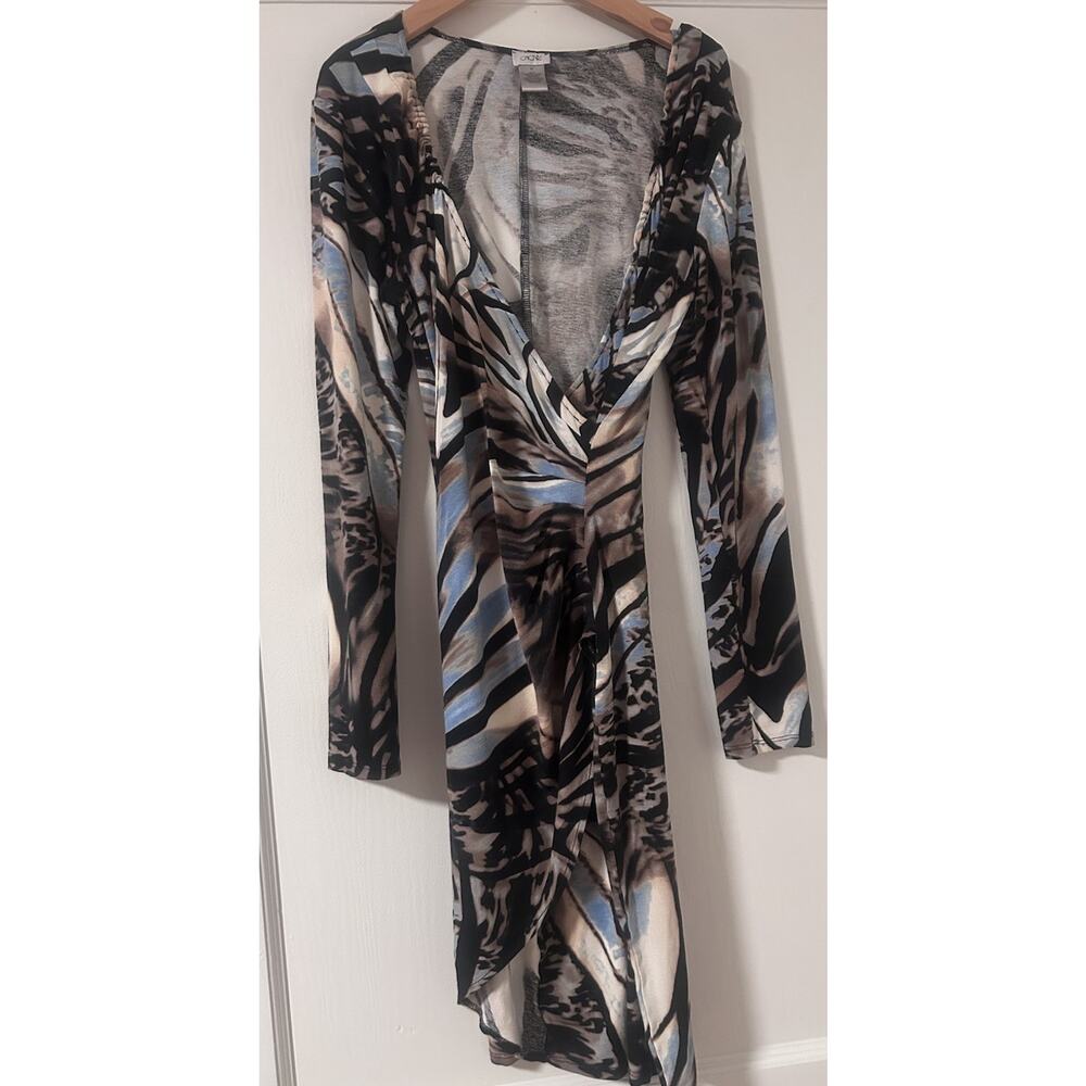 Vtg Cache Animal Print Y2K Midi Dress Womens M Bodycon Stretch Sexy 00s 90s